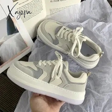Xajzpa - Sneakers Grey White Canvas Women’s Sports Shoes Summer New Platform Flat Lolita